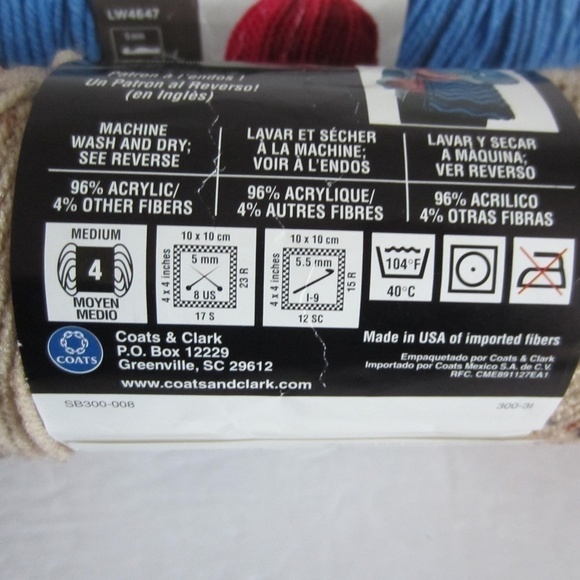 Red Heart Yarn lot of two Blue/Buff Fleck;‎ NWT - Picture 5 of 13